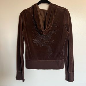 Romeo & Juliet Couture Brown Velour Tracksuit Sweater
